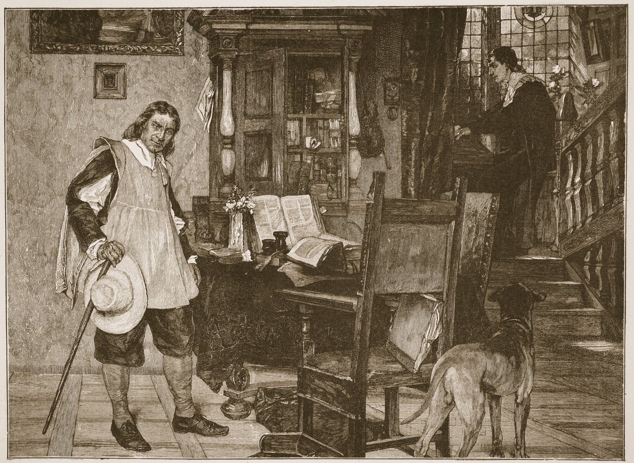 Mr. Oliver Cromwell besøker Mr. John Milton, illustrasjon fra 