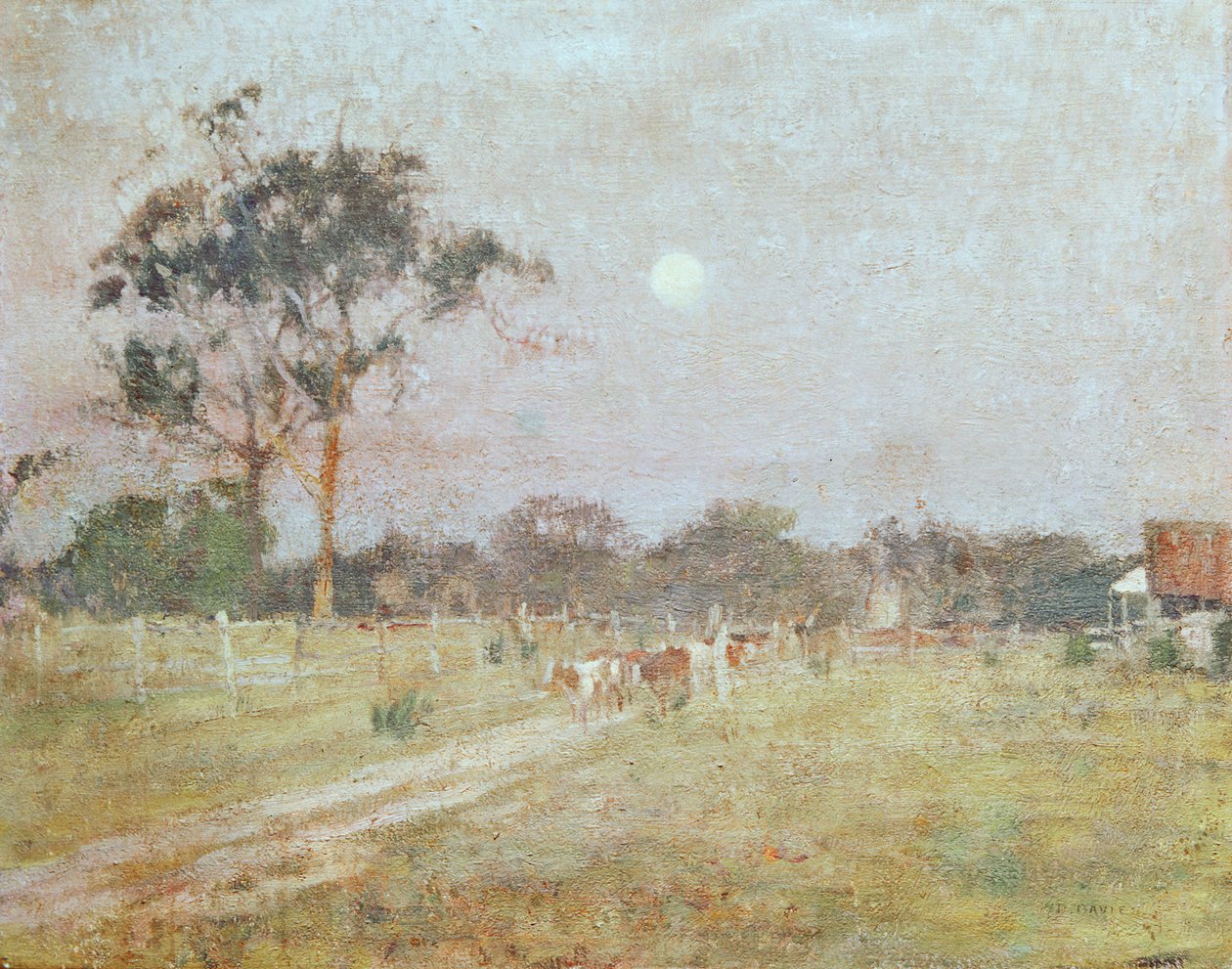 Kveld (olje på lerret) av David Davies