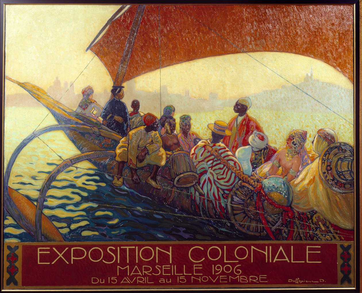 Kolonialisme: plakat for den koloniale nasjonale utstillingen i Marseille. Plakat av David Dellepiane (1866-1932). 1906 Marseille, Musee de la Marine - Colonialism: plakat for The National Colonial Exhibition in Marseille av David Dellepiane (1866-1932). 1 av David Dellepiane