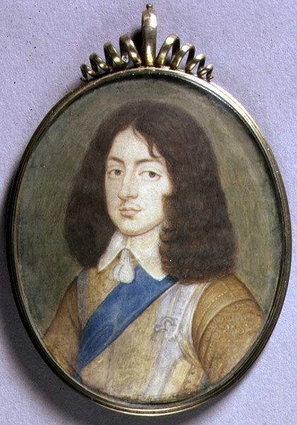 Portrett miniatyr av Charles II av David Des Granges