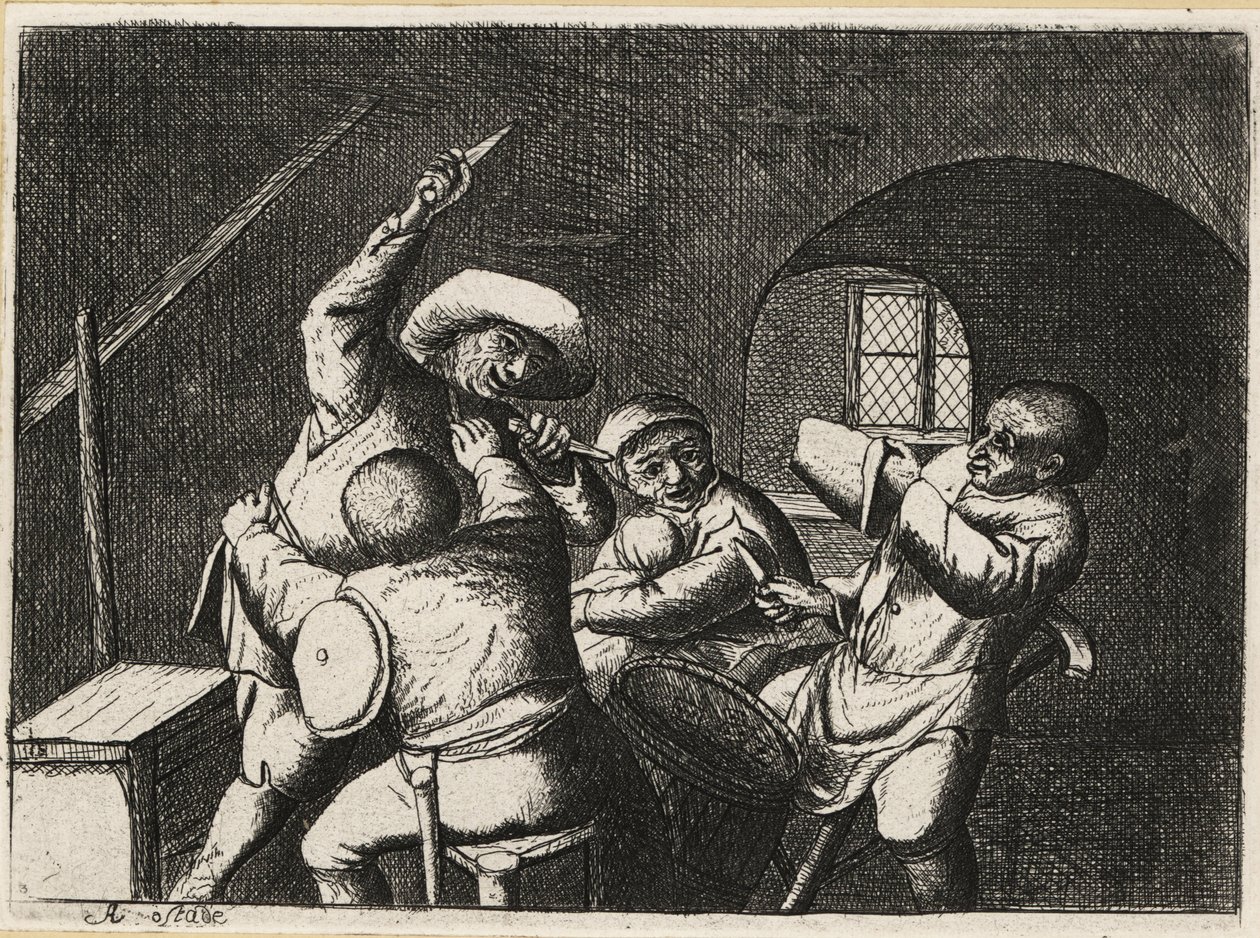 Nederlandsk bonde med to dolker angriper en annen kortspiller i en av David Deuchar