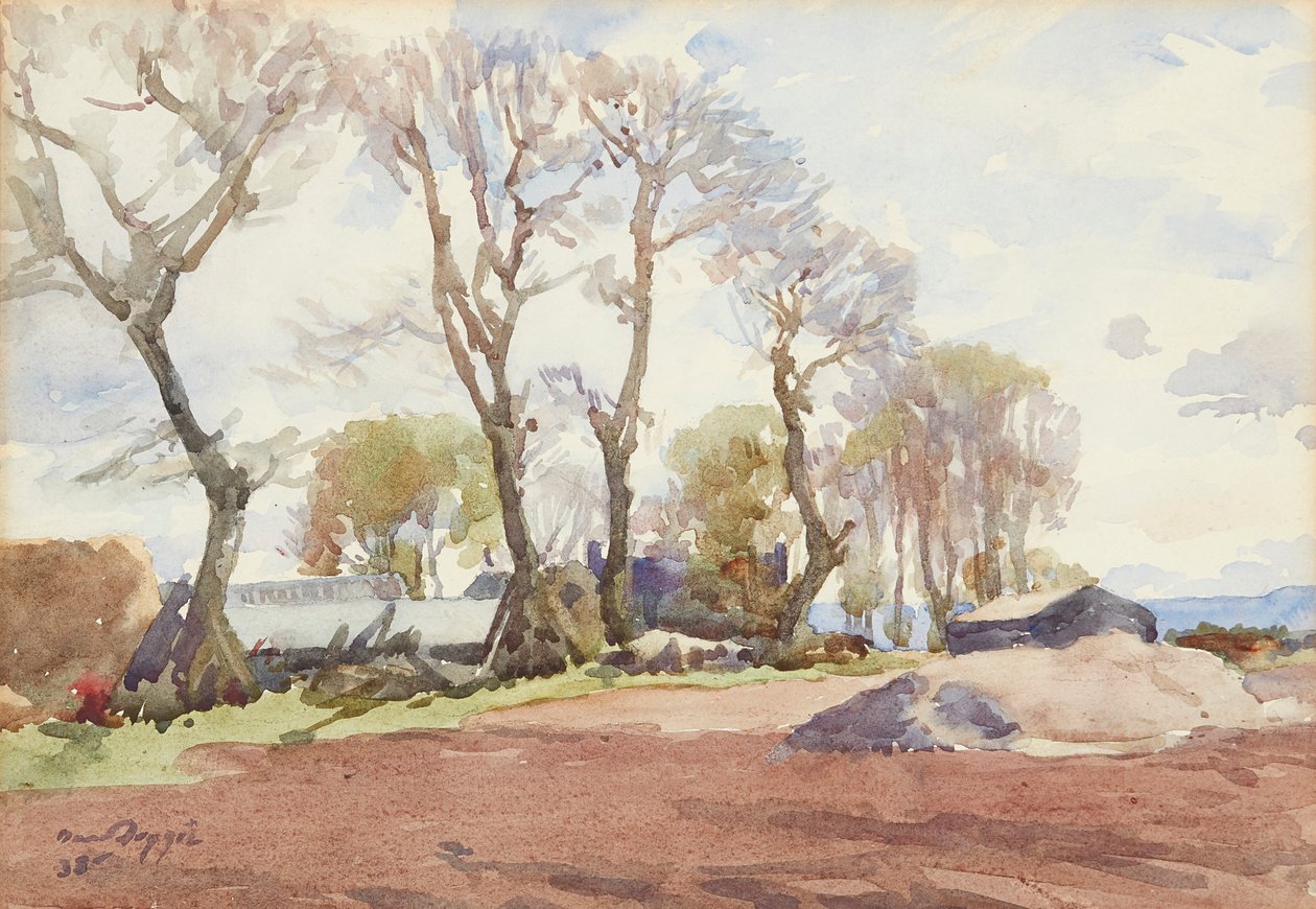 Vintertrær (akvarell) av David Foggie