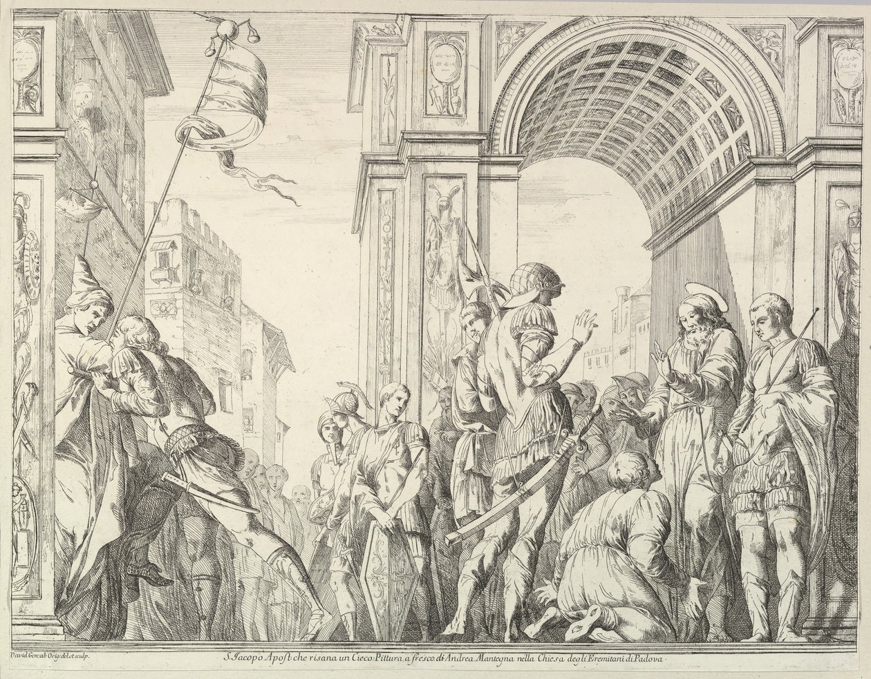 Saint James Cures a Blind Man, fra The Story of Saints James and Christopher in the Erem..., 1776. av David Giovanni