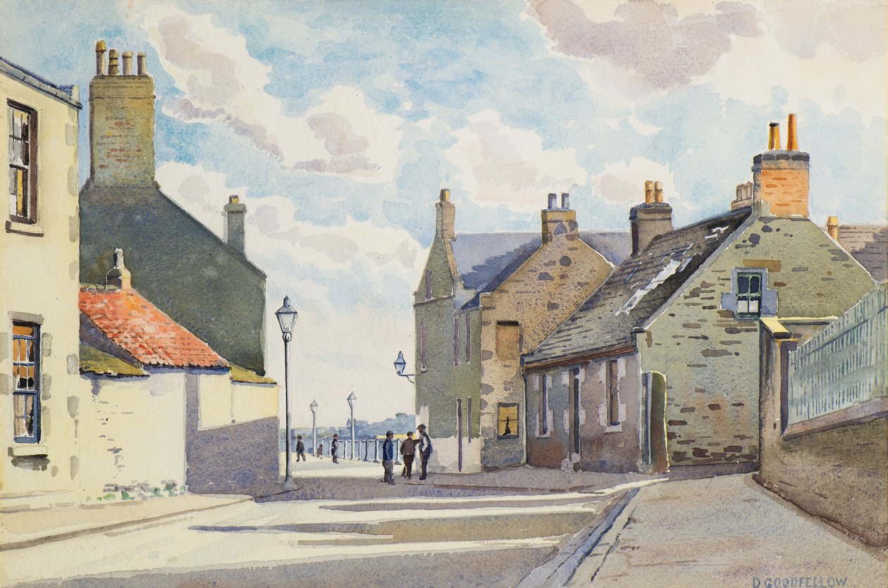 Ambrose Street, Broughty Ferry, 1900-tallet (akvarell) av David Goodfellow