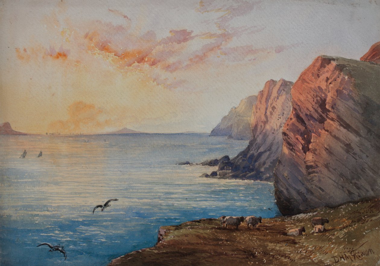 Dorset Coast ved solnedgang av David Hall McKewan