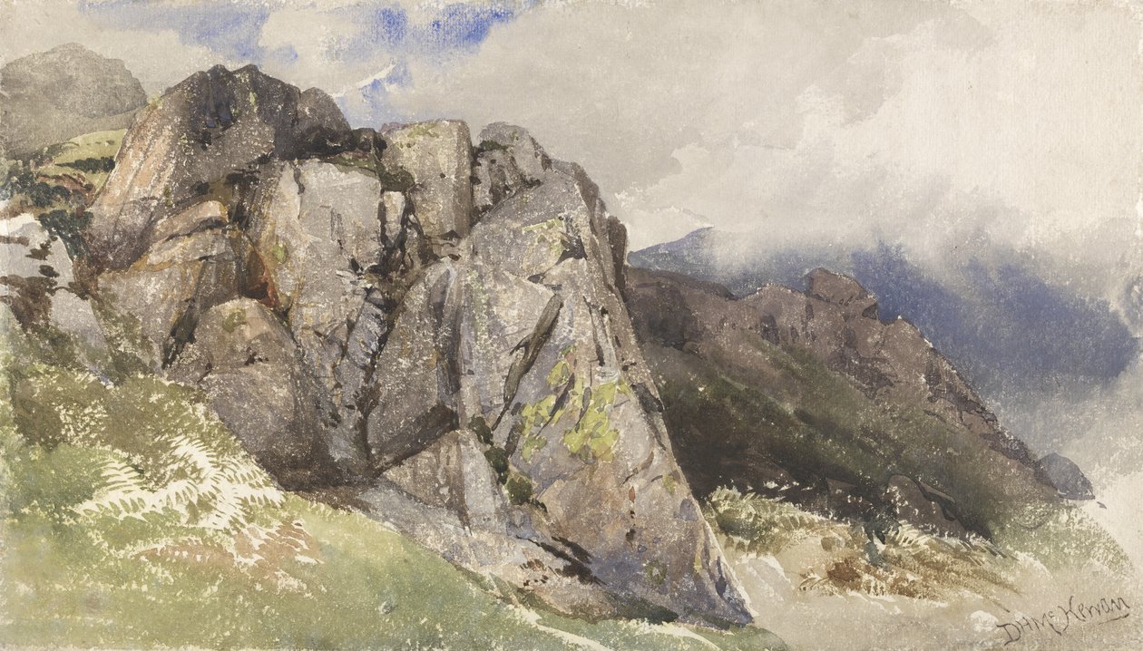 Mountain Rocks (wc over grafitt på papir) av David Hall McKewan