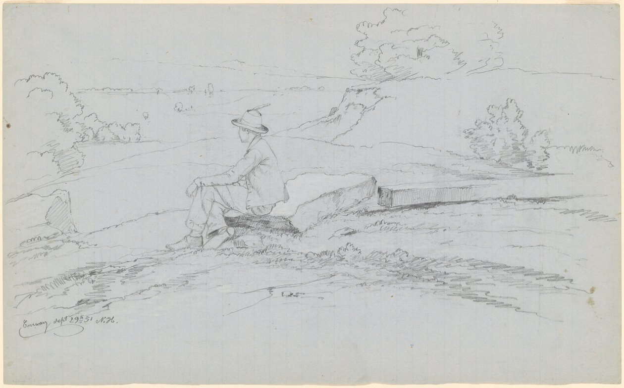Studie for "White Mountains from North Conway, New Hampshire" [recto] av David Johnson