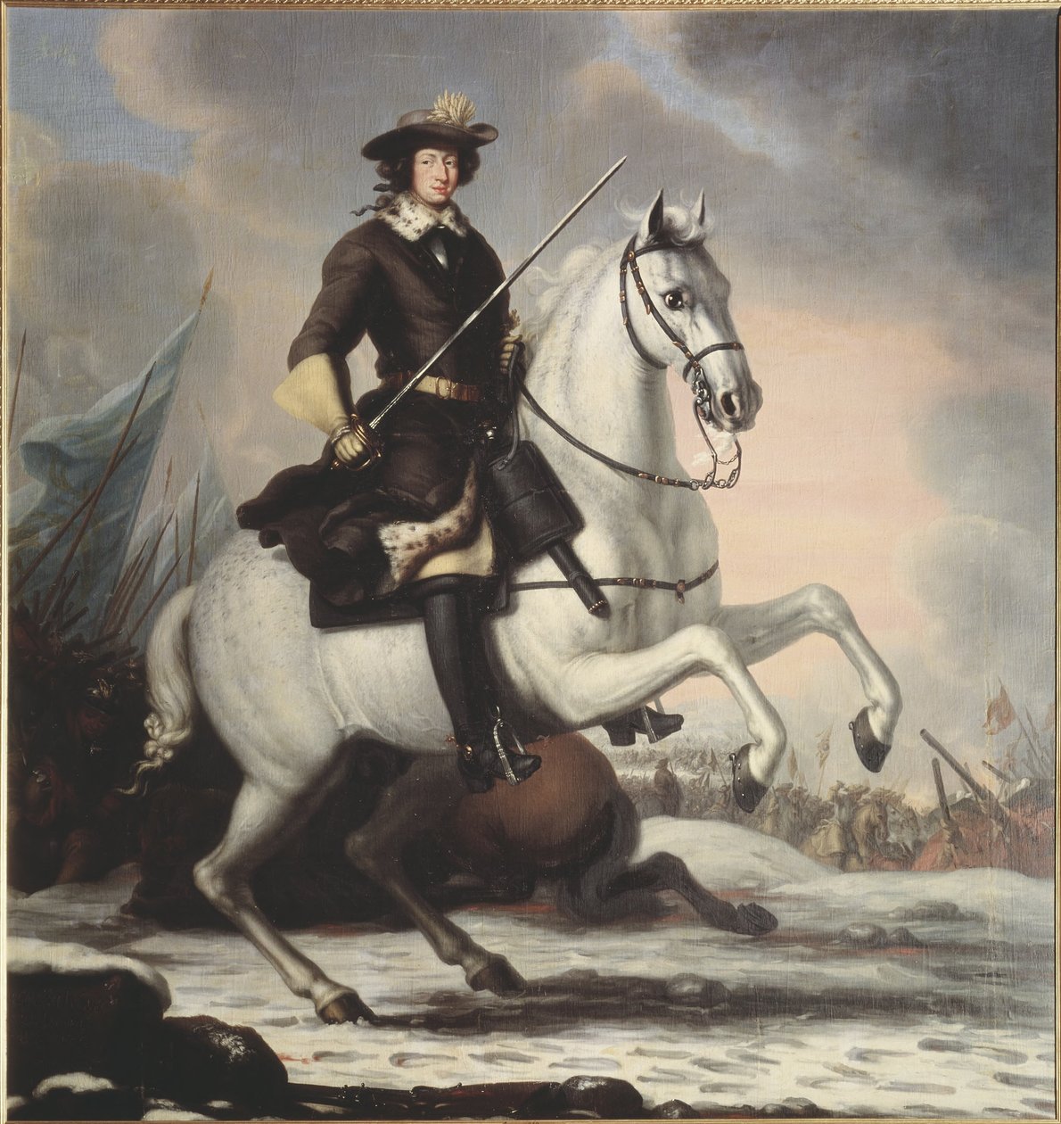 Karl XI (1655-1697), konge av Sverige, pfalzgreve av Zweibrücken, ved slaget ved Lund i 1676, 1682 av David Klöcker Ehrenstrahl