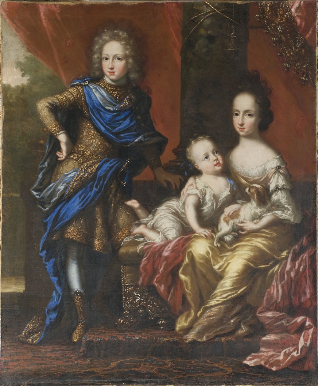 Karl XII, 1682-1718, konge av Sverige, hans søstre Hedvig Sofia, 1681-1708, prinsesse av Sverige, hertuginne av Holstein-Gottorp, og Ulrika Eleonora den yngre, 1688-1741, dronning av Sverige av David Klöcker Ehrenstrahl