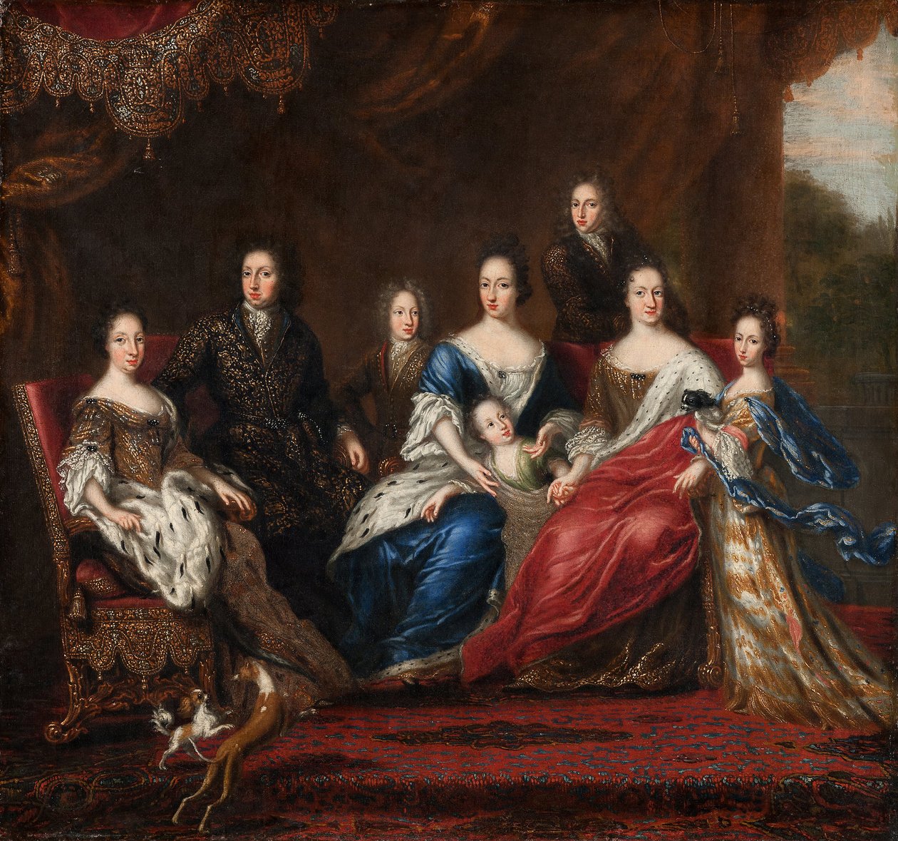 Familien til Karl XI av Sverige med slektninger fra hertugdømmet Holstein-Gottorp, 1691 av David Klöcker Ehrenstrahl