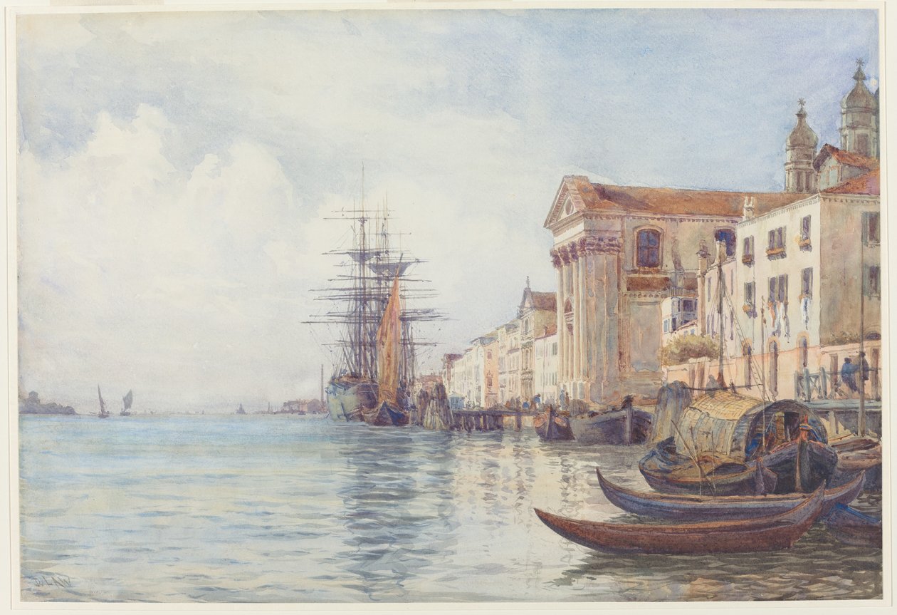 Giudecca-kanalen med frakt nær Chiesa dei Gesuati av David Law