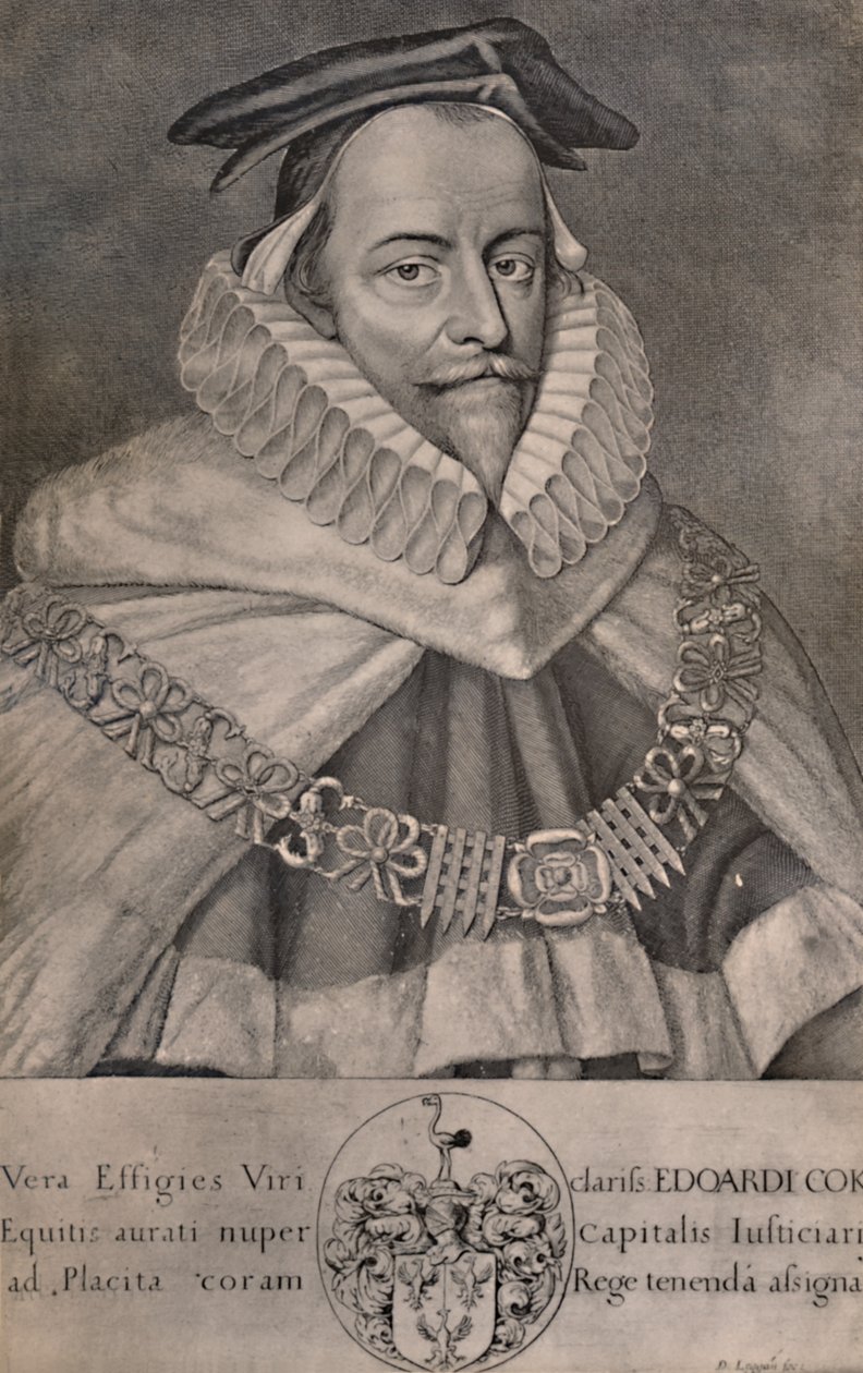 Sir Edward Coke , engelsk advokat, forfatter og politiker, c1666 1894 av David Loggan