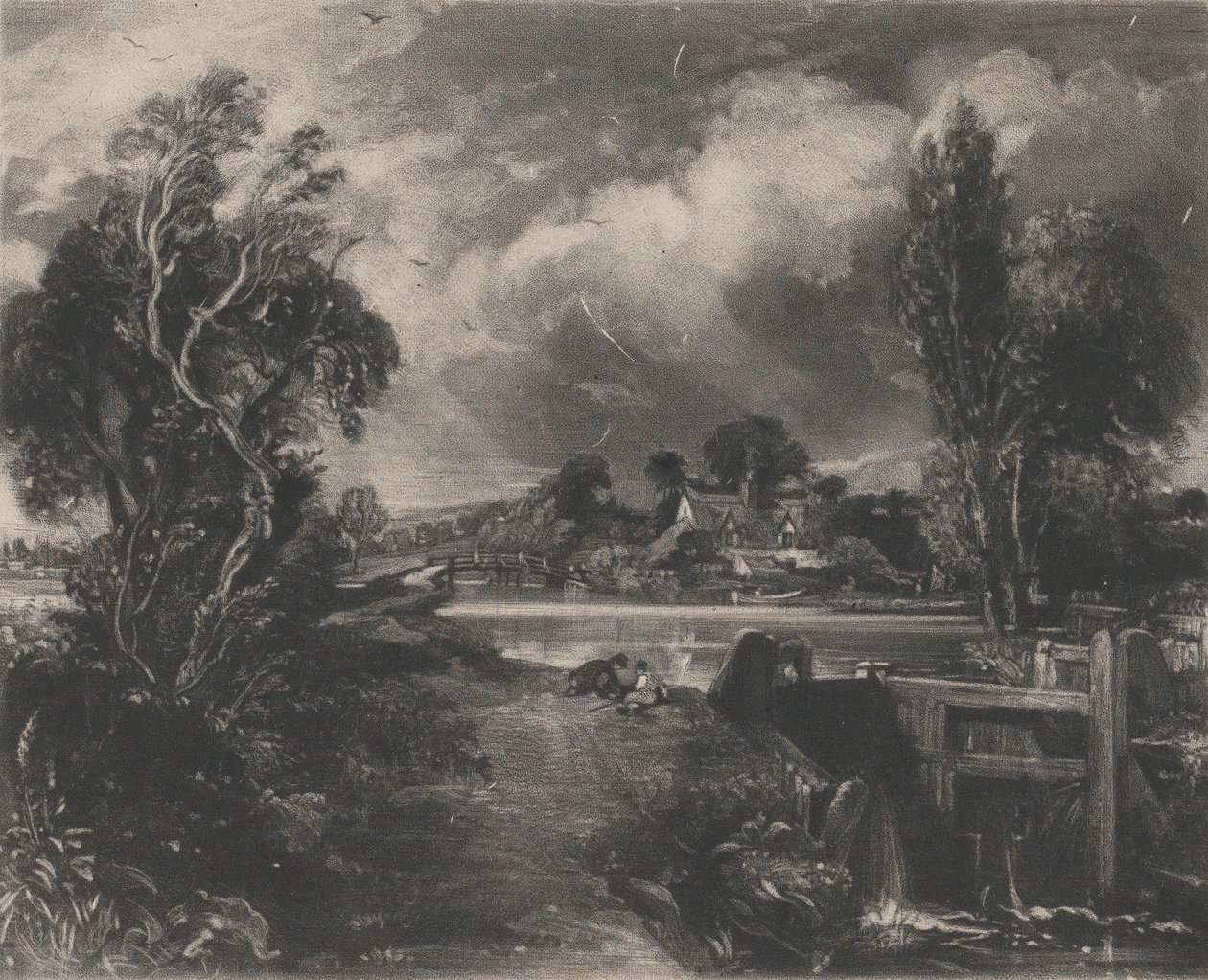 A Lock on the Stour, 1830. av David Lucas