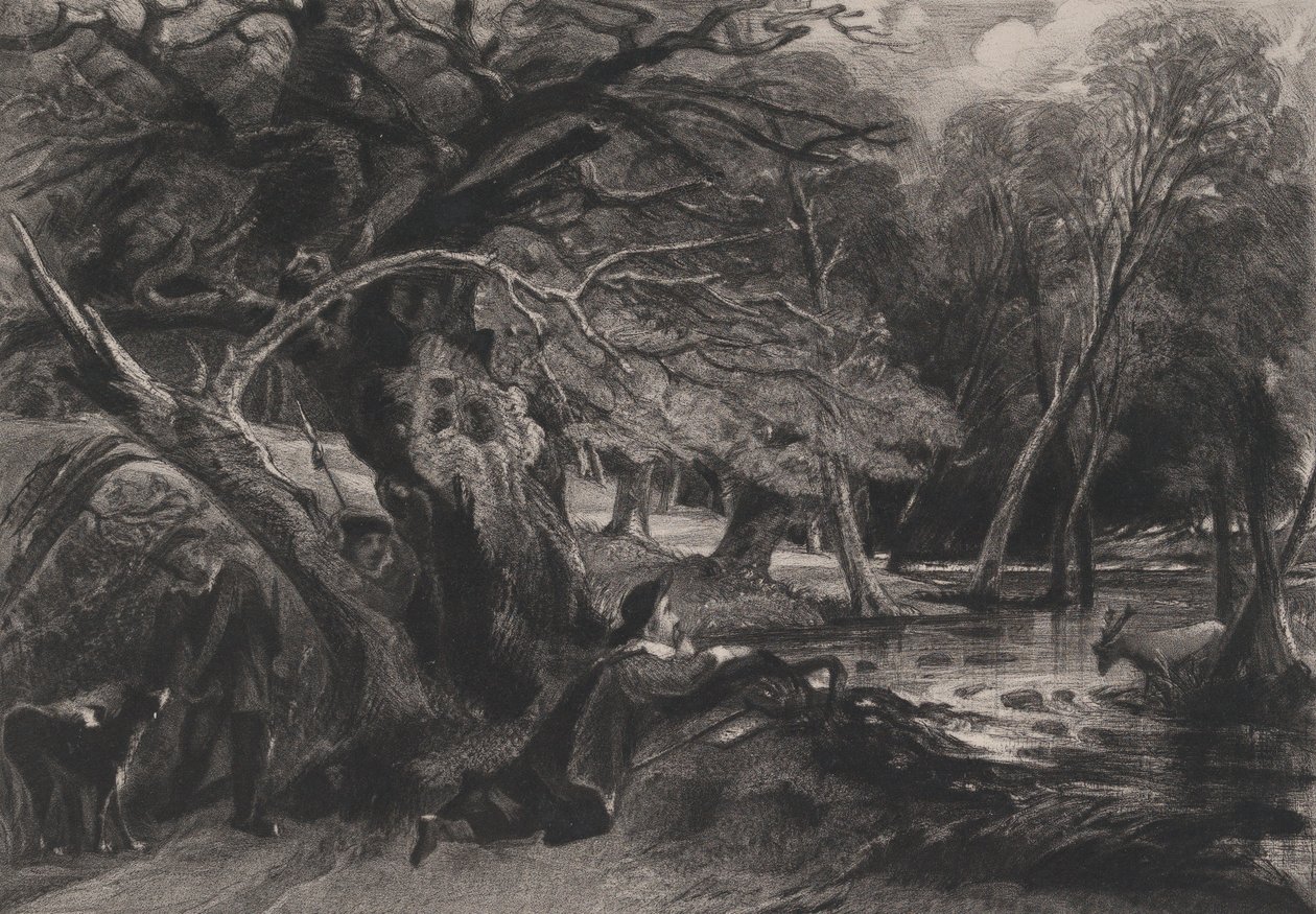 Jacques and the Wounded Stag Shakespeare, As You Like It, Act 2, Scene 1, 1830. av David Lucas