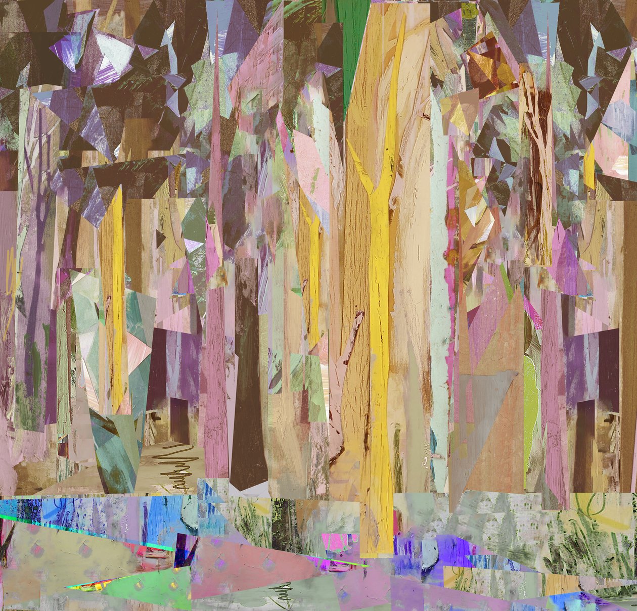 Copse/Fragments, 2017, Mixed Media on Wood Panel. av David McConochie