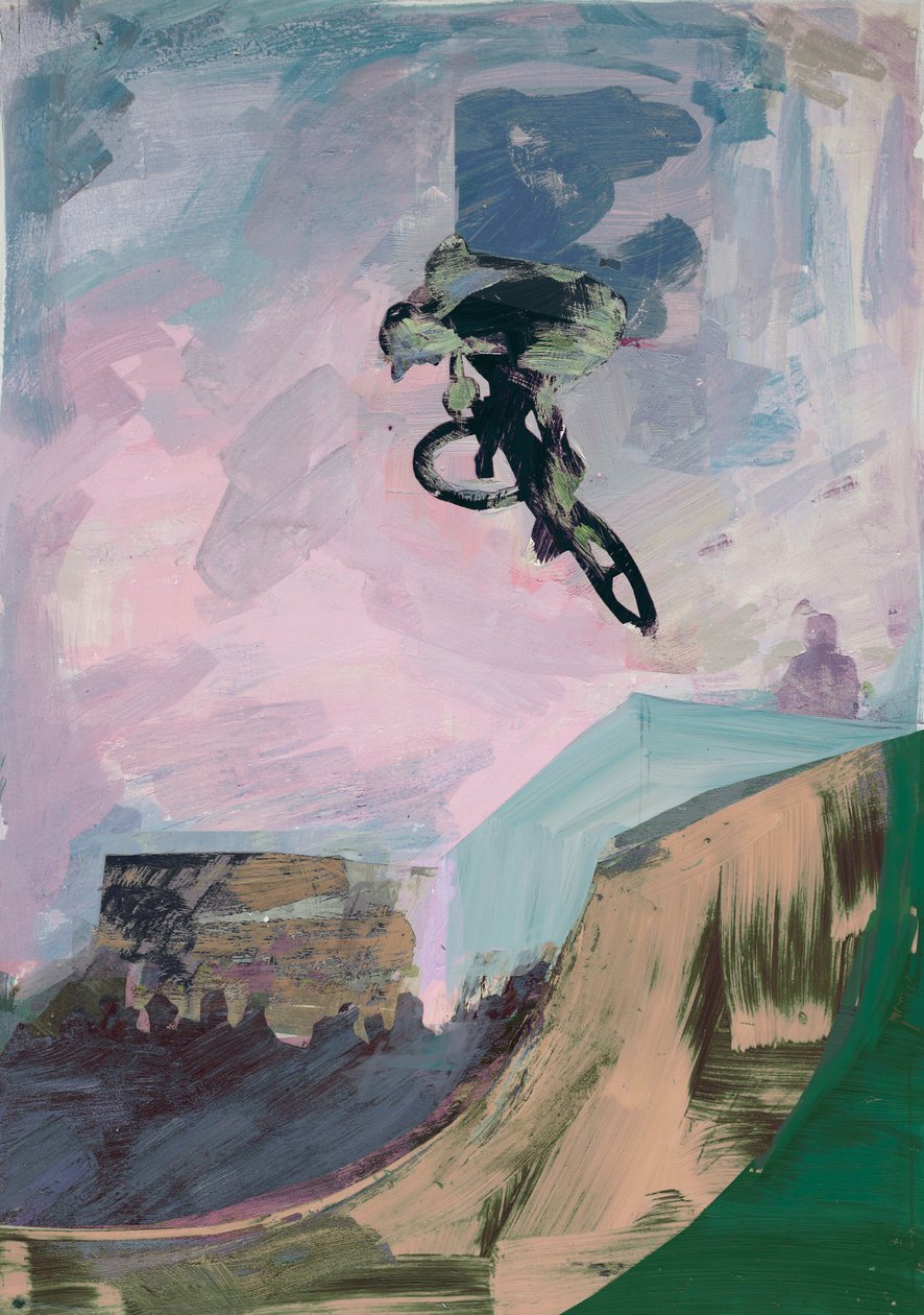 Half-Pipe, 2018 (akryl og kuttet papir) av David McConochie