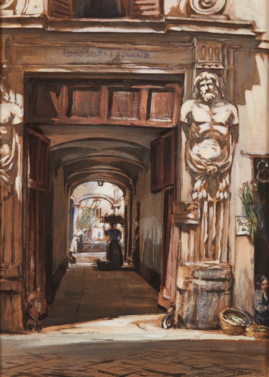 Et gammelt palass, Roma (akvarell og kroppsmaling) av David Muirhead Bone