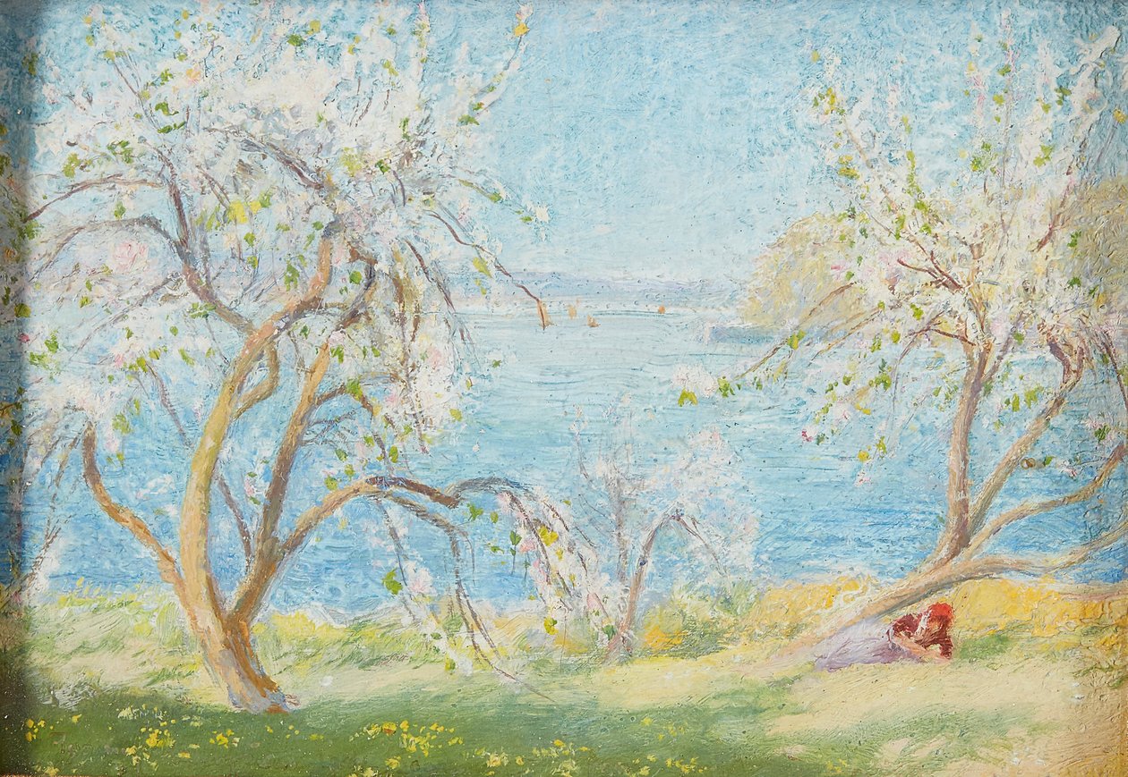 Vårsolskinn (olje om bord) av David Murray
