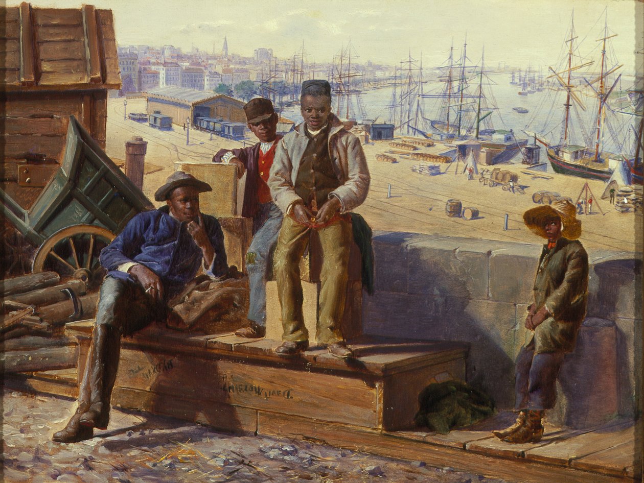 Black Boys on the Quayside, ca. 1865 av David Norslup