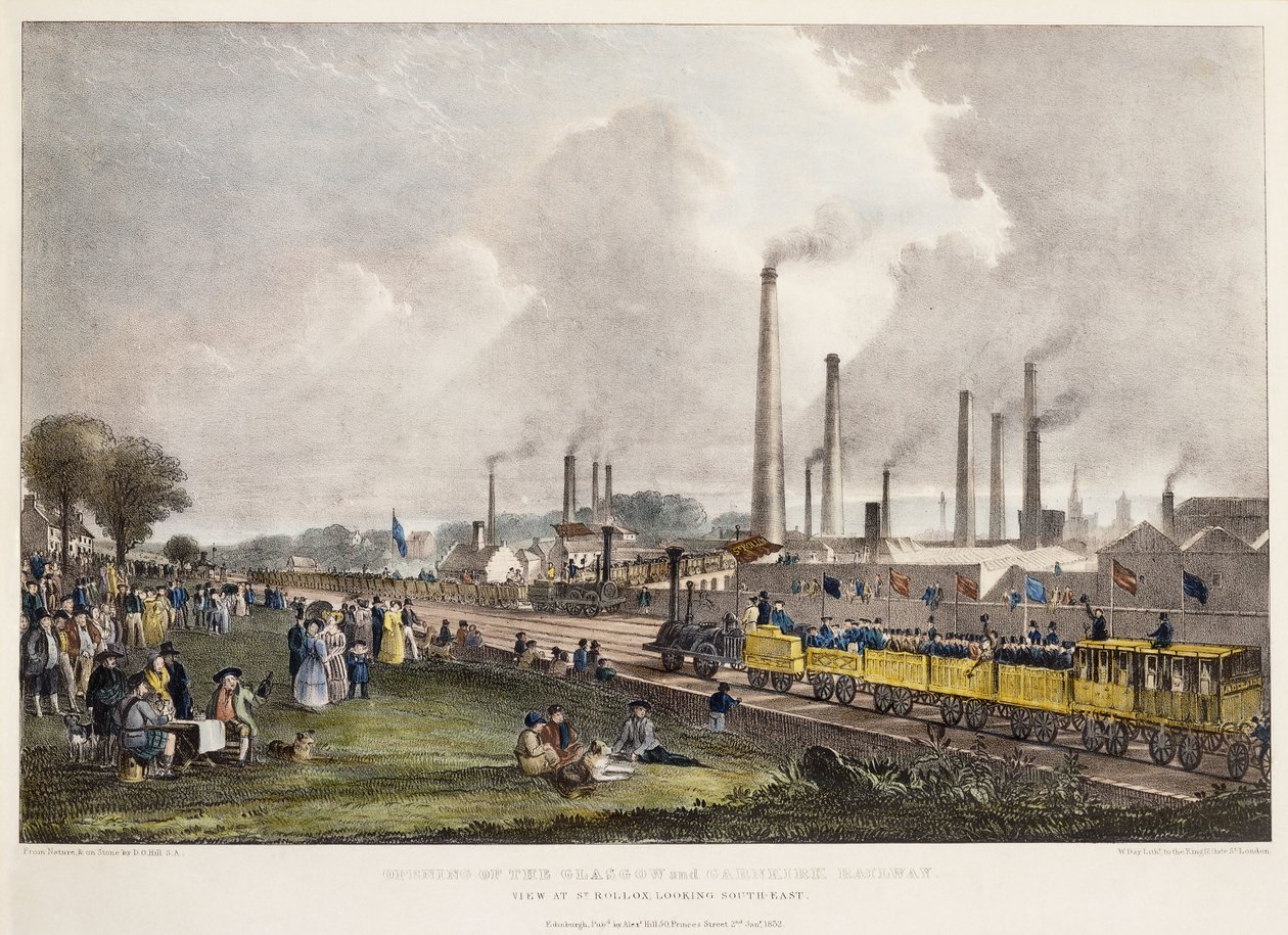 Utsikt på St. Rollox Ser Sørøst; Åpning av Glasgow og Garnkirk Railway, 1832 av David Octavius Hill