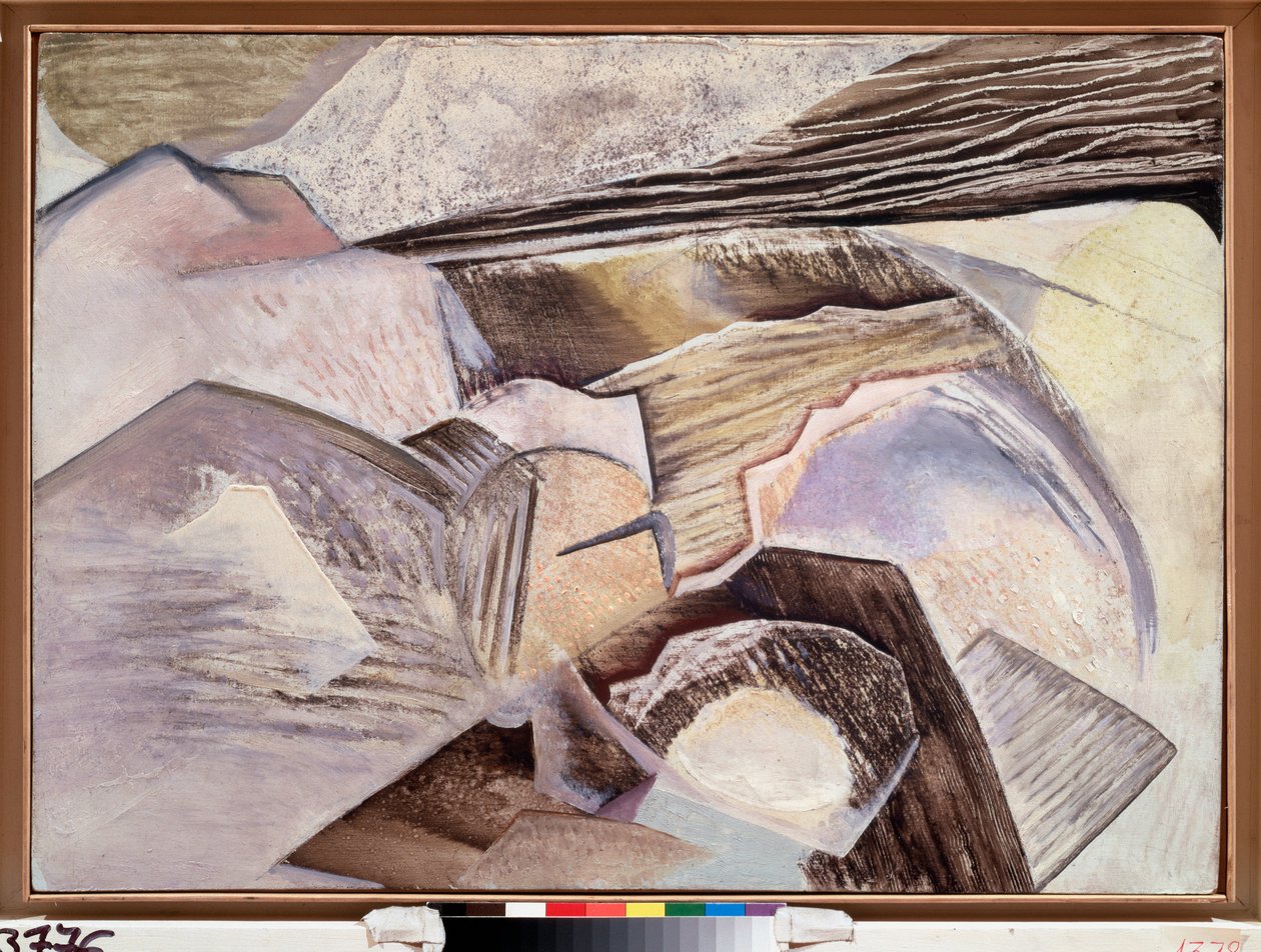 Kubistisk komposisjon - Maleri av David Petrovich Sterenberg (1881-1948), olje på tre av David Petrovich Sterenberg