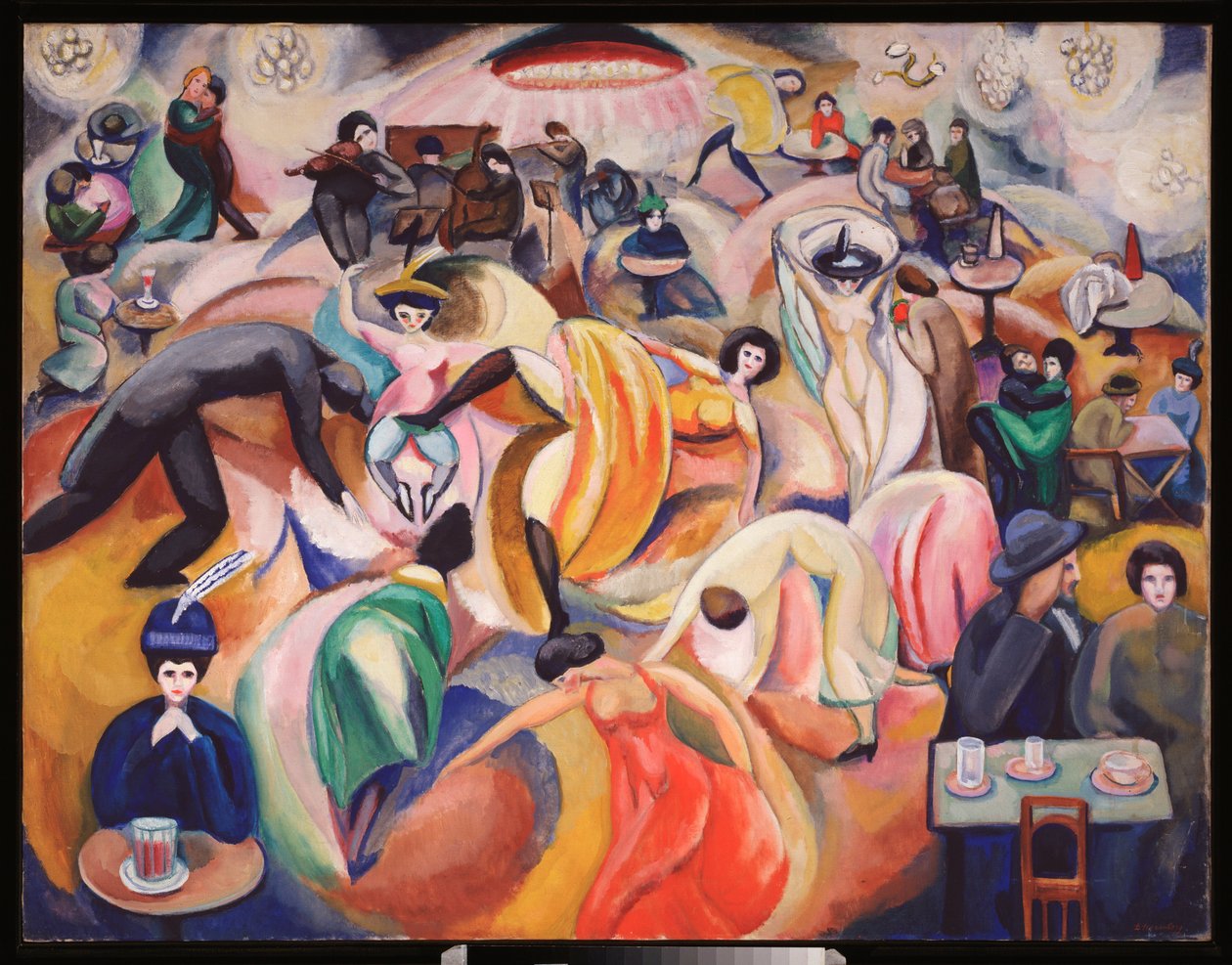 Un cabaret a Paris (A Nightclub In Paris) - Oeuvre av David Petrovich Sterenberg (1881-1948), olje på lerret av David Petrovich Sterenberg