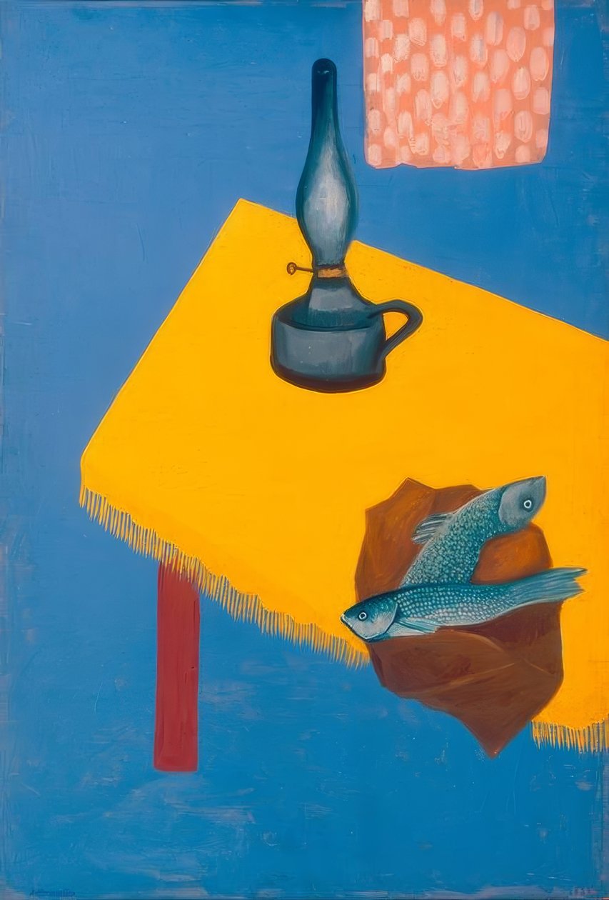 Stilleben med lampe og knagger av David Petrowitsch Sterenberg