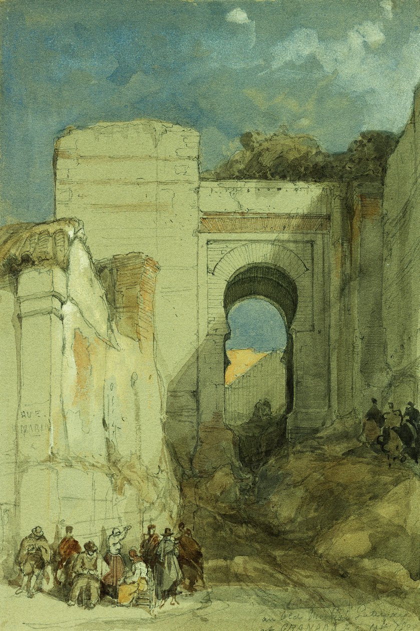 En gammel maurisk gateway, Granada, 1883 av David Roberts