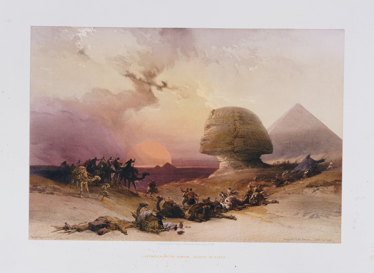 Tilnærming til Simoom. Desert of Gizeh, fra "Egypt og Nubia) av David Roberts