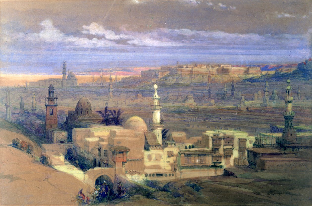 Kairo fra Citizenib-porten, ser mot Suez-ørkenen, 1800-tallet av David Roberts