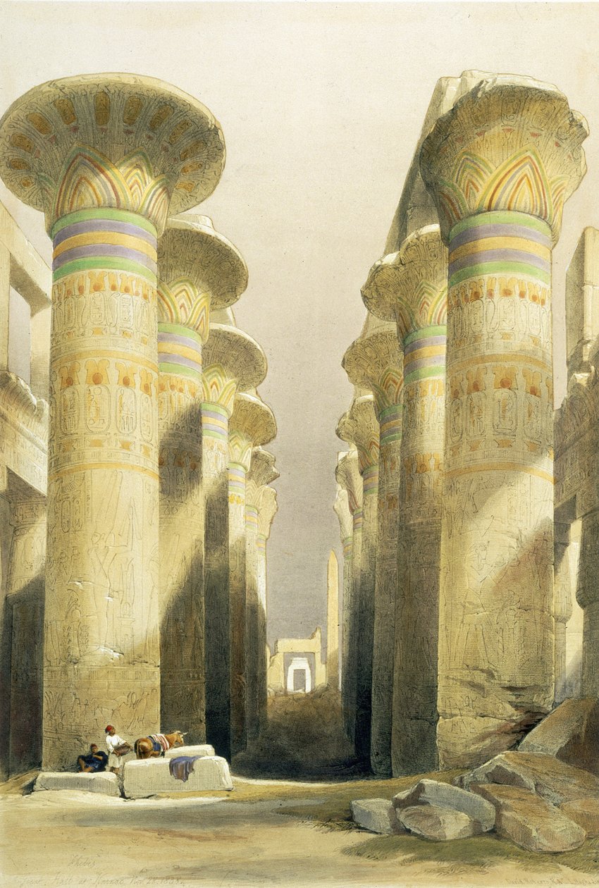 Central Avenue of the Great Hall of Columns, Karnak, fra Egypt og Nubia, Vol.1 av David Roberts