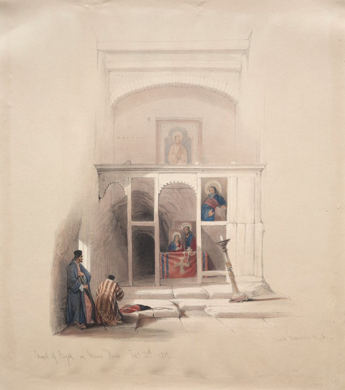 Elias kapell på Horeb-fjellet, 1839. av David Roberts