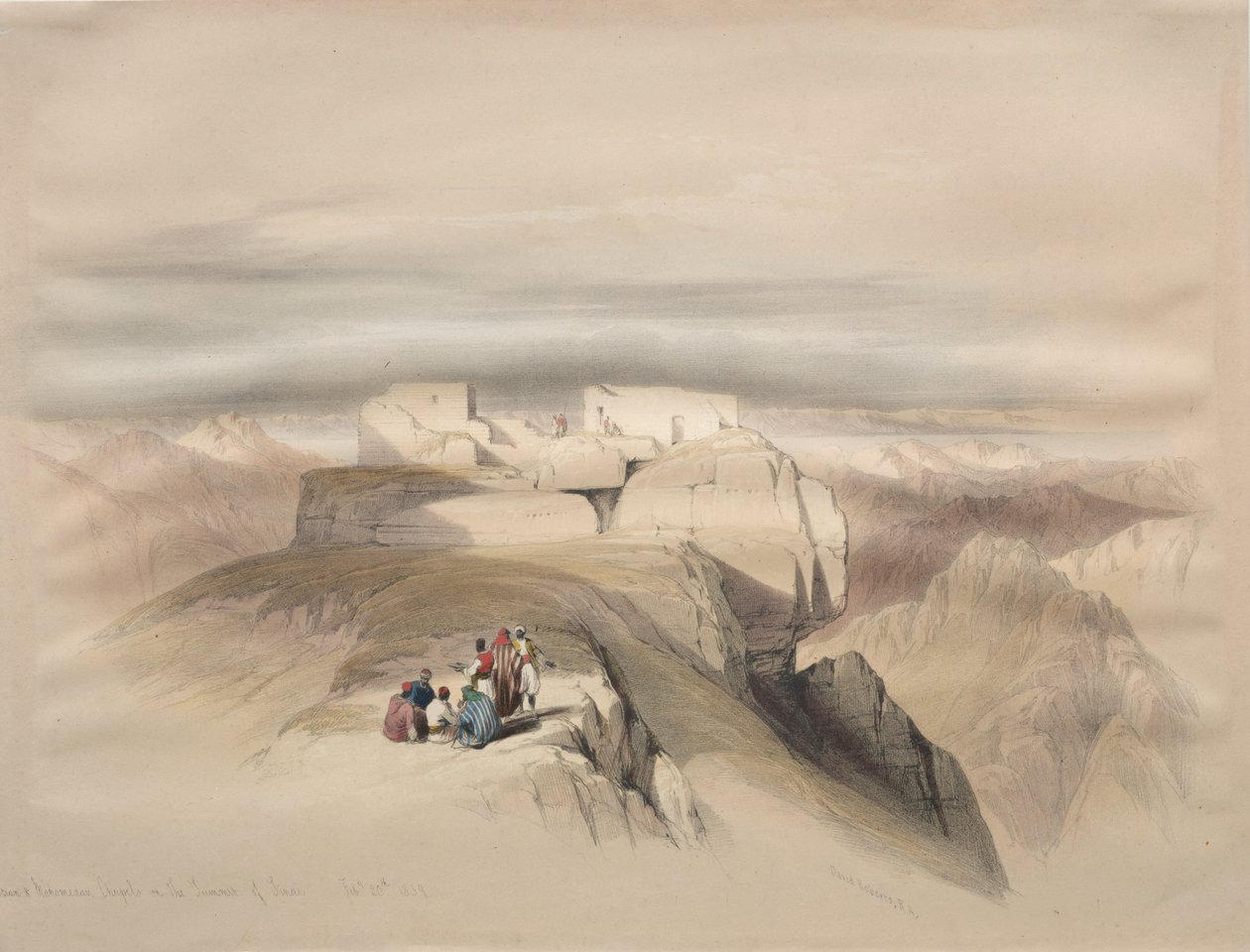 Christian og Mahomedanske kapeller på toppen av Sinai, 1839. av David Roberts