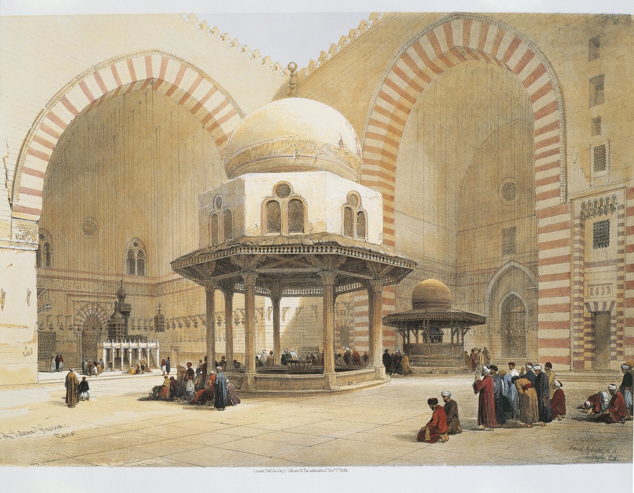 Egypt - 1800-tallet - Kairo - Sultan Hassans moske - Gårdsplass - Gravering av David Roberts av David Roberts