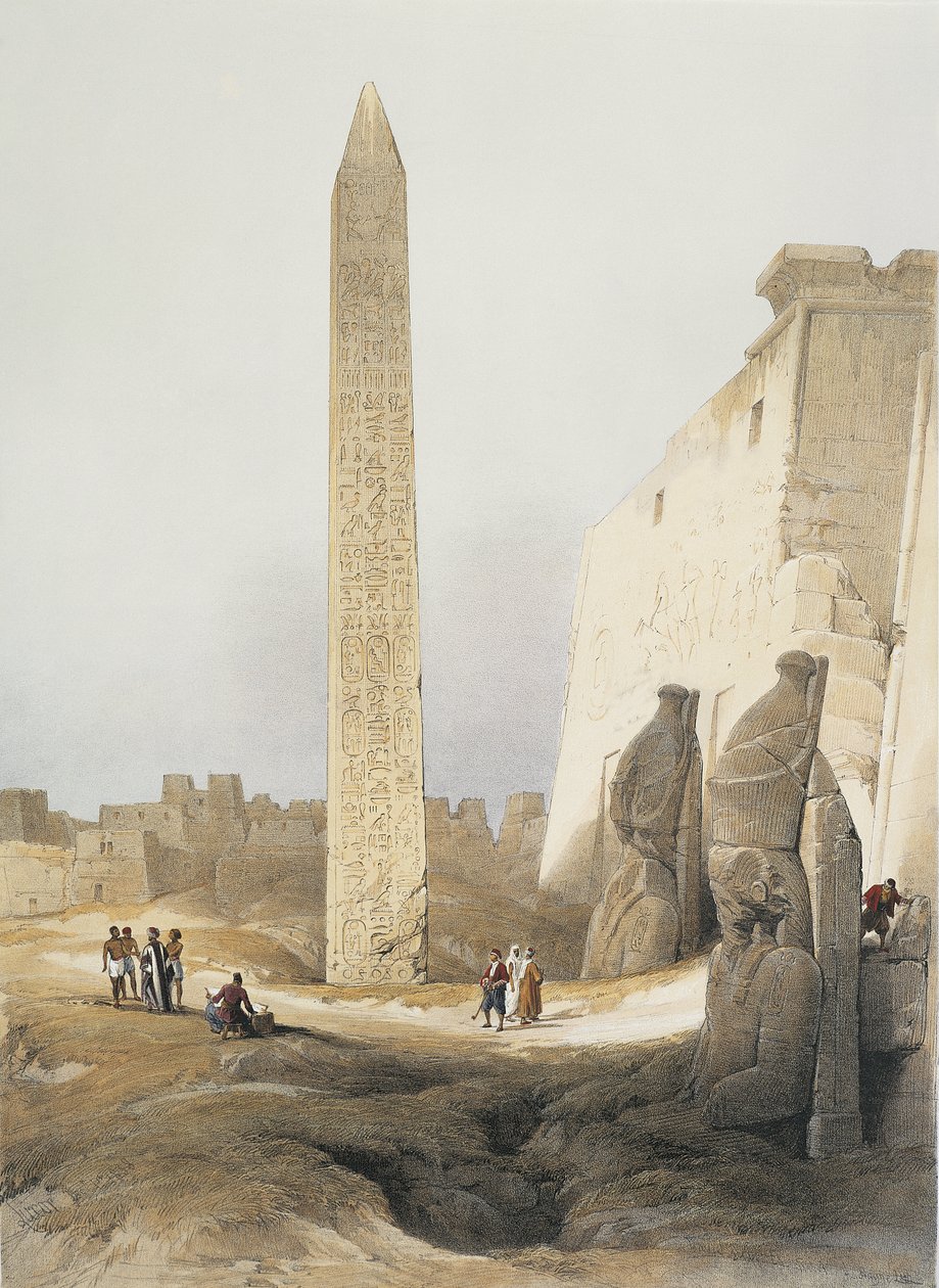 Egypt, Obelisk ved tempelet i Luxor, gravering av David Roberts av David Roberts