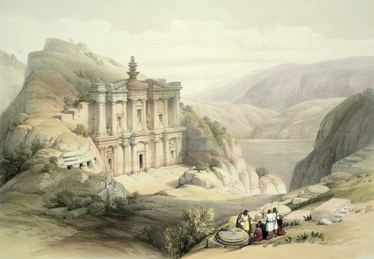 El Deir, Petra, 8. mars 1839, plate 90 fra bind III av 