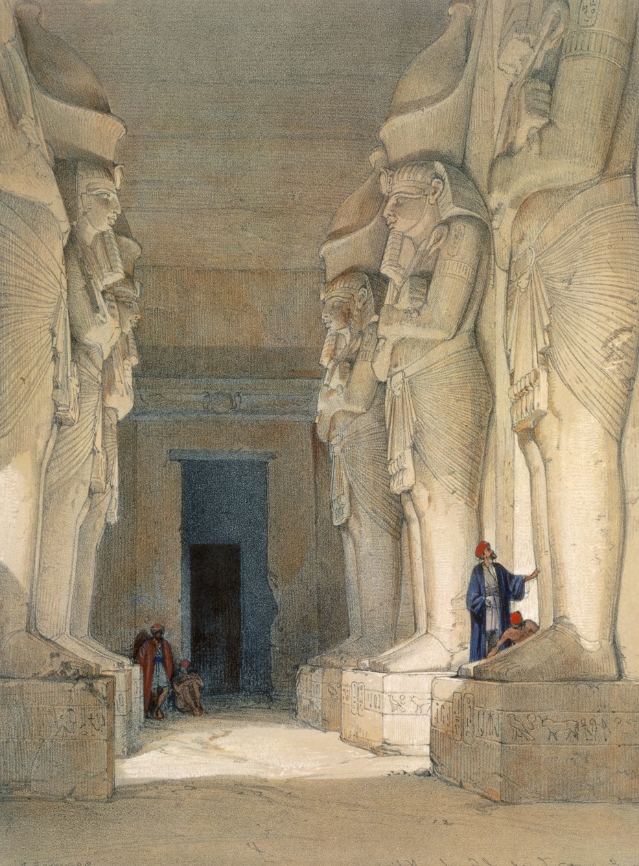 Utgravet tempel til Gyrshe, Nubia, 1800-tallet av David Roberts