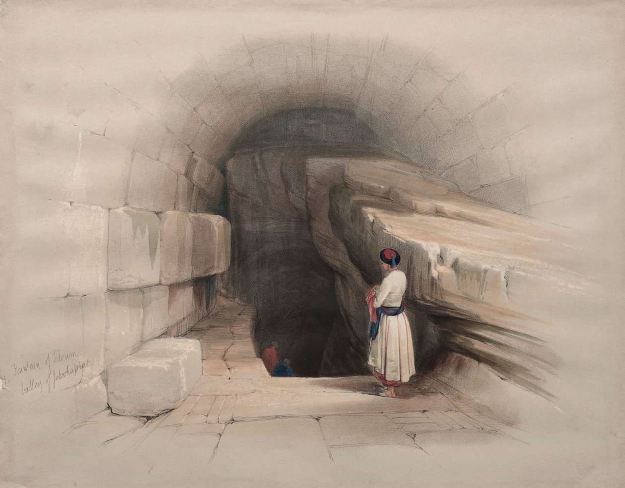 Siloam-fontenen, Josafats dal, 1839. av David Roberts