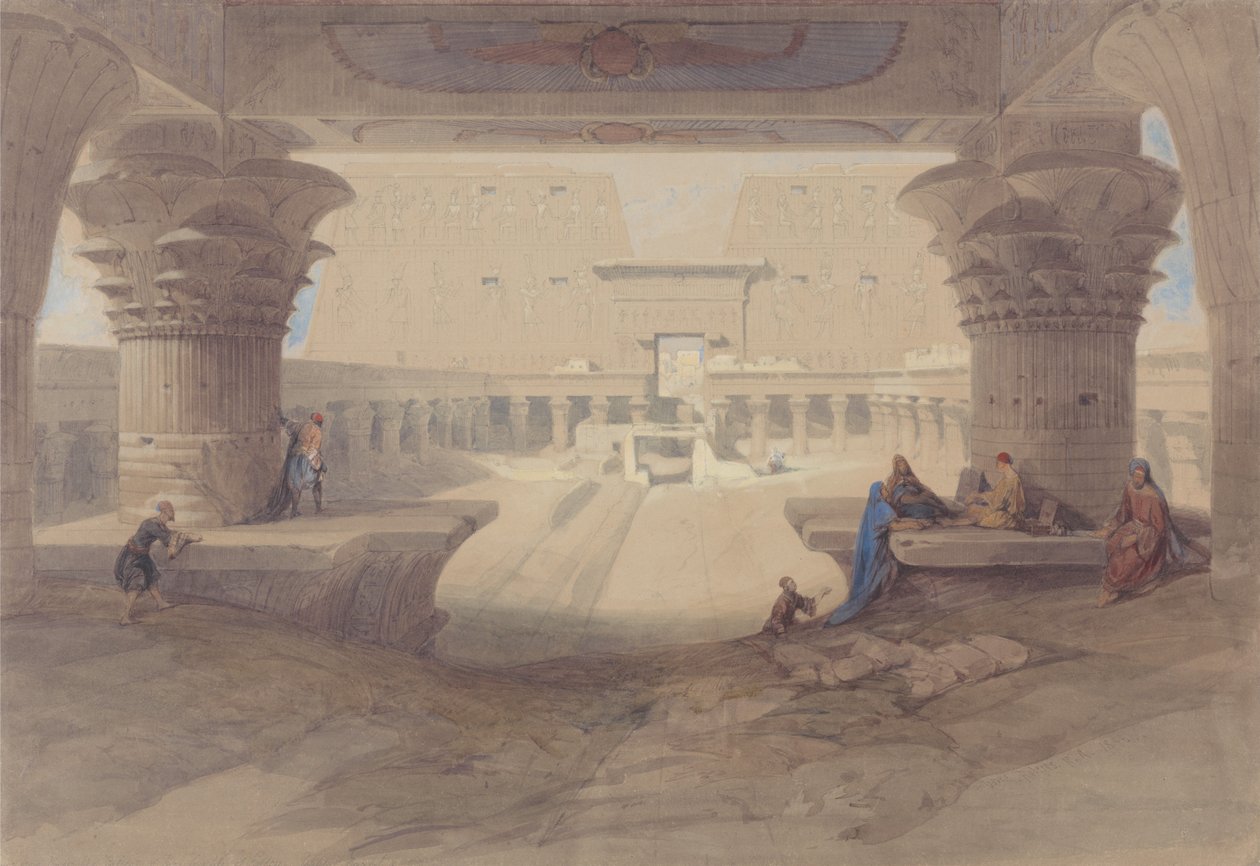Fra under portikken ved tempelet i Edfu, Øvre Egypt av David Roberts