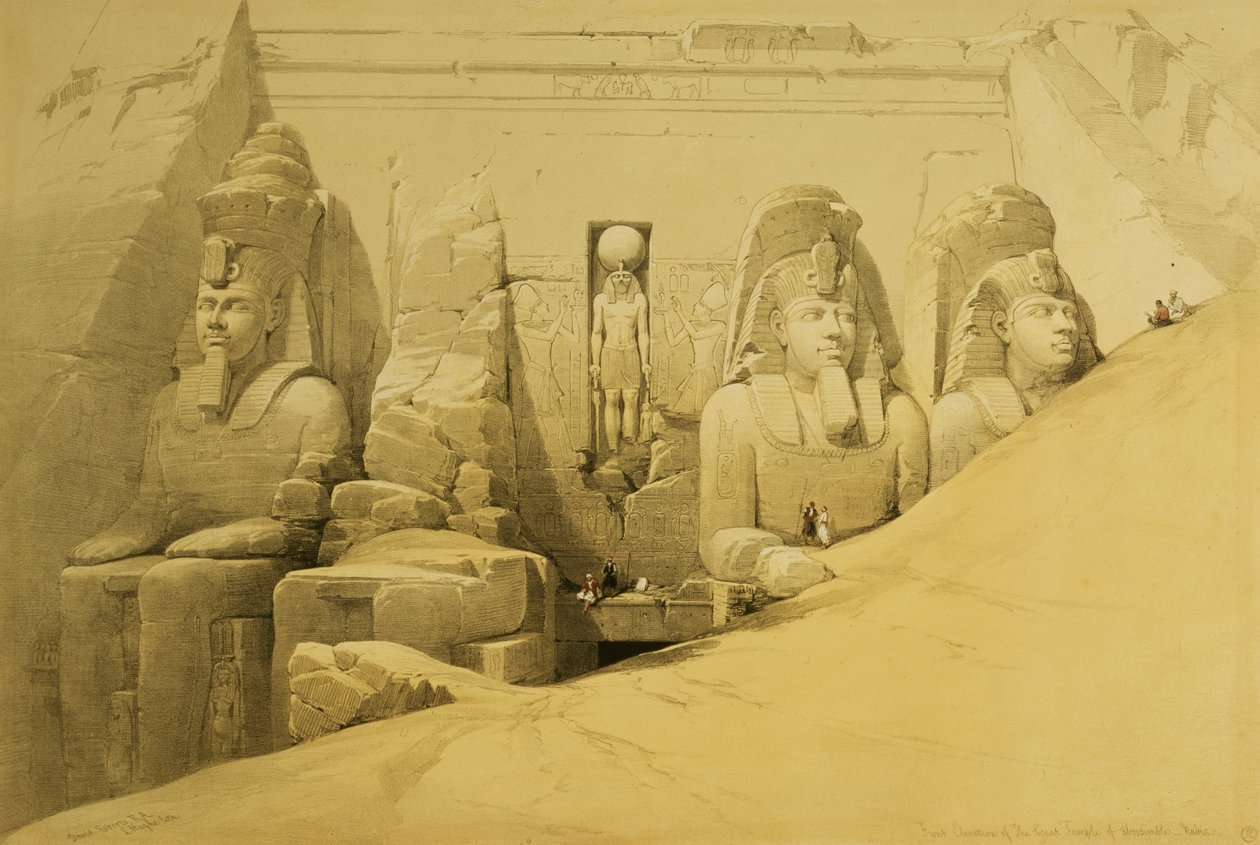 Forhøyning av det store tempelet til Aboo Simbel, Nubia, plate 44 fra bind II av 