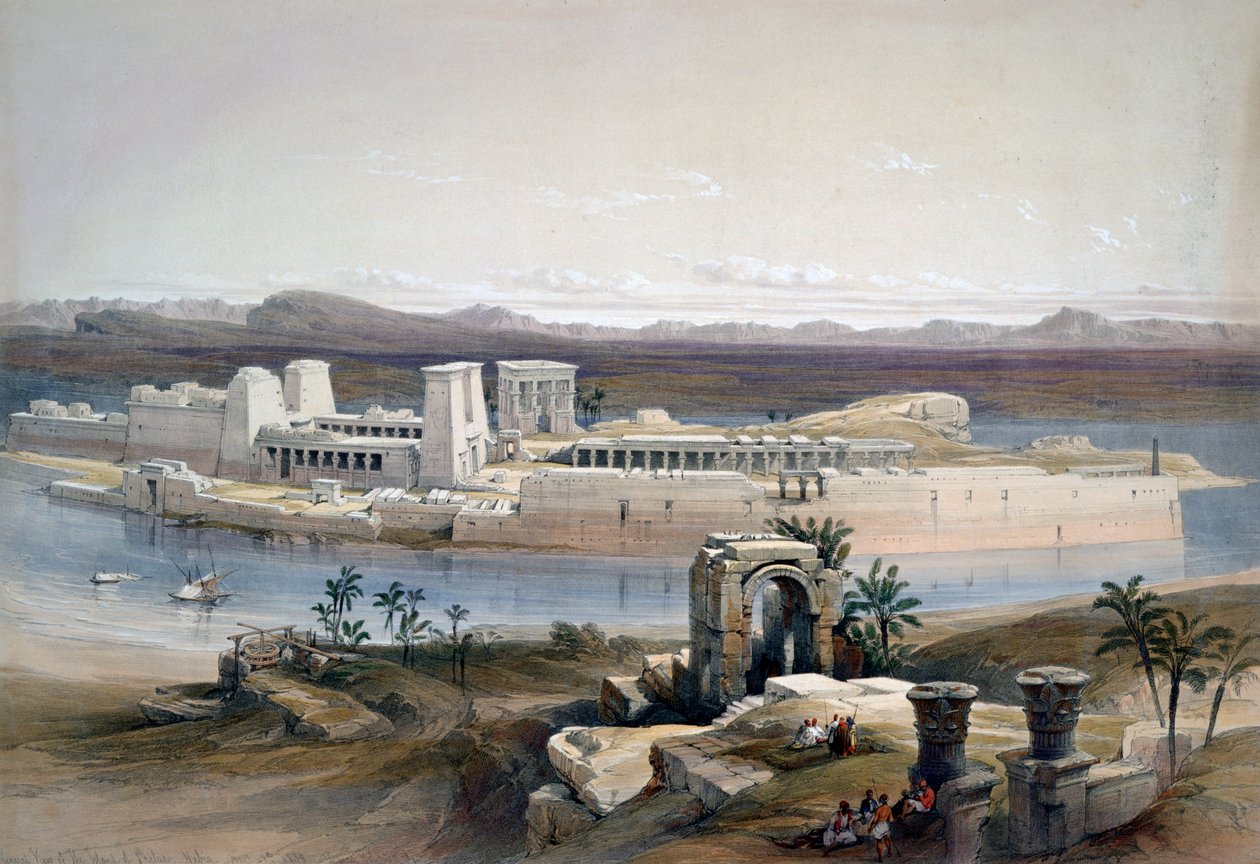 Generell utsikt over øya Philae, Nubia, 1838 av David Roberts