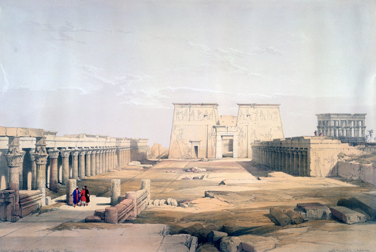 Grand Approach to the Temple of Philae, Nubia, 1800-tallet av David Roberts