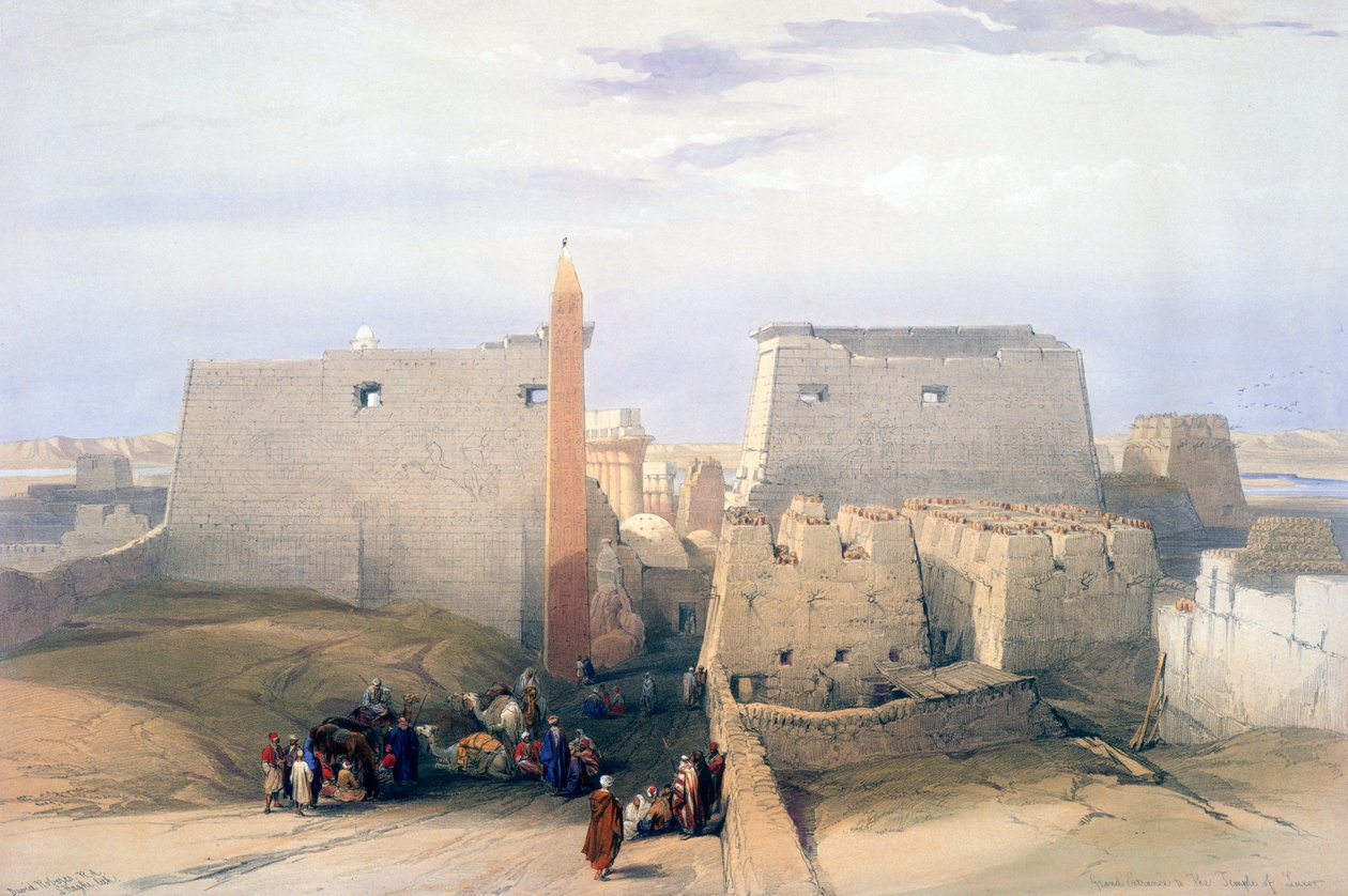Stor inngang til Luxor-tempelet, 1800-tallet av David Roberts
