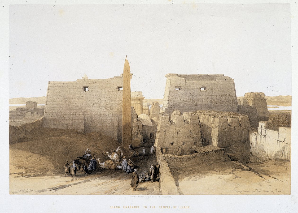 Storslått inngang til Temple of Luxor (Luxor) i "The Holy Land", London 1849 av David Roberts