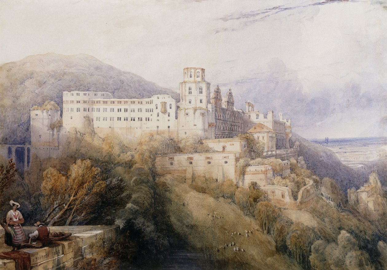 Heidelberg, Palasset til kurfyrstene i Pfalz, 1832 av David Roberts