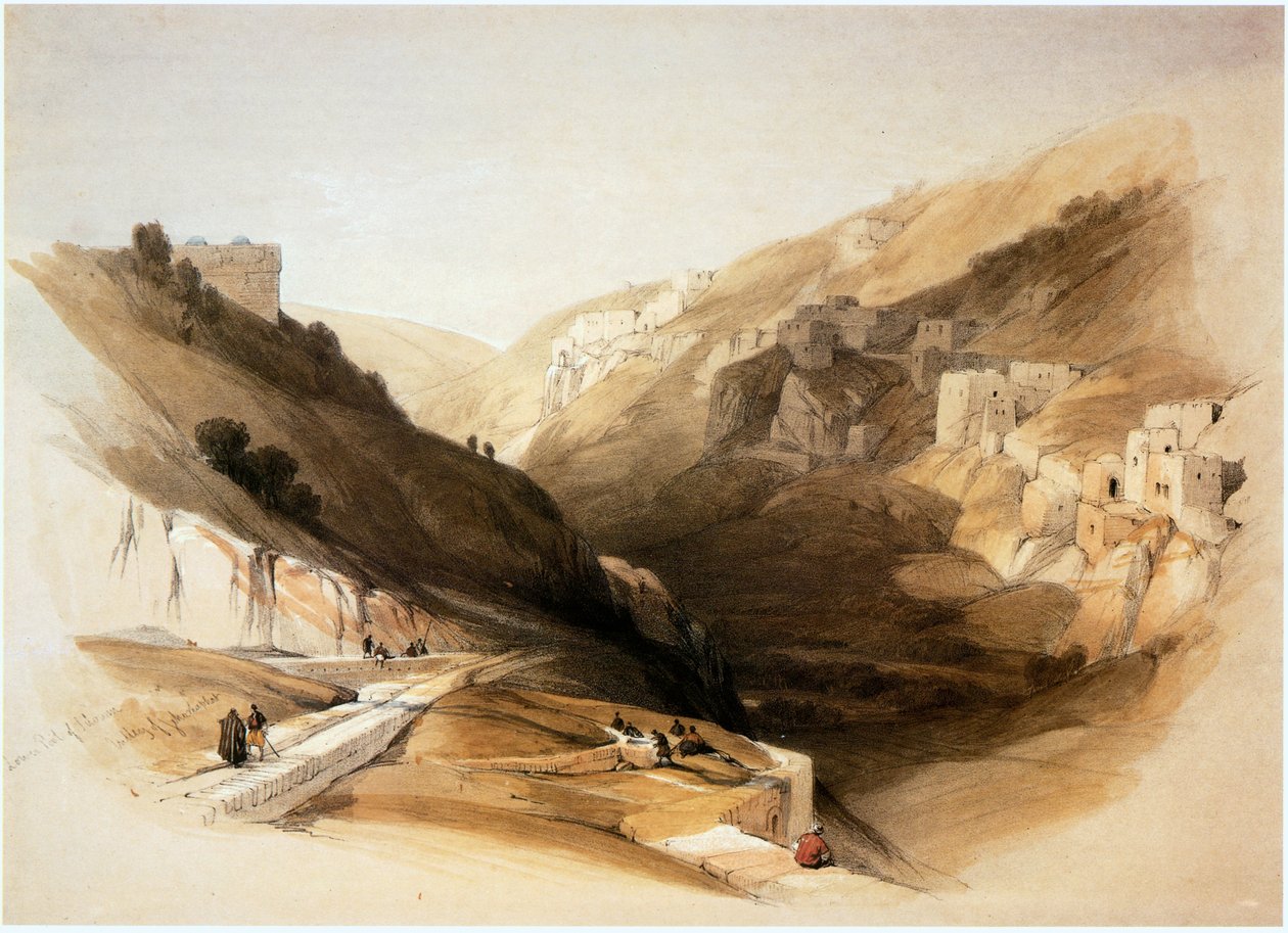 I Det hellige land: Jerusalem, Kedrondalen, nedre Siloah-dammen (gravering) av David Roberts