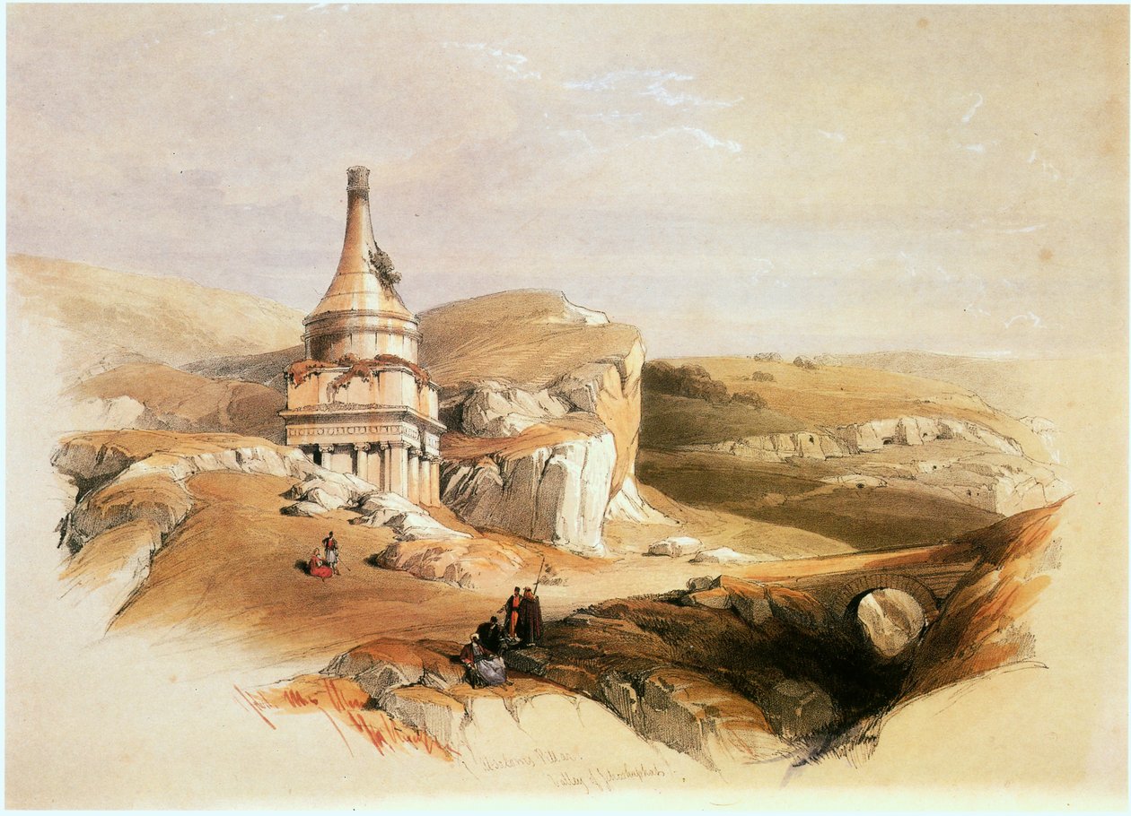I Det hellige land: Jerusalem, Kedrondalen, Absaloms grav … (bilde) av David Roberts
