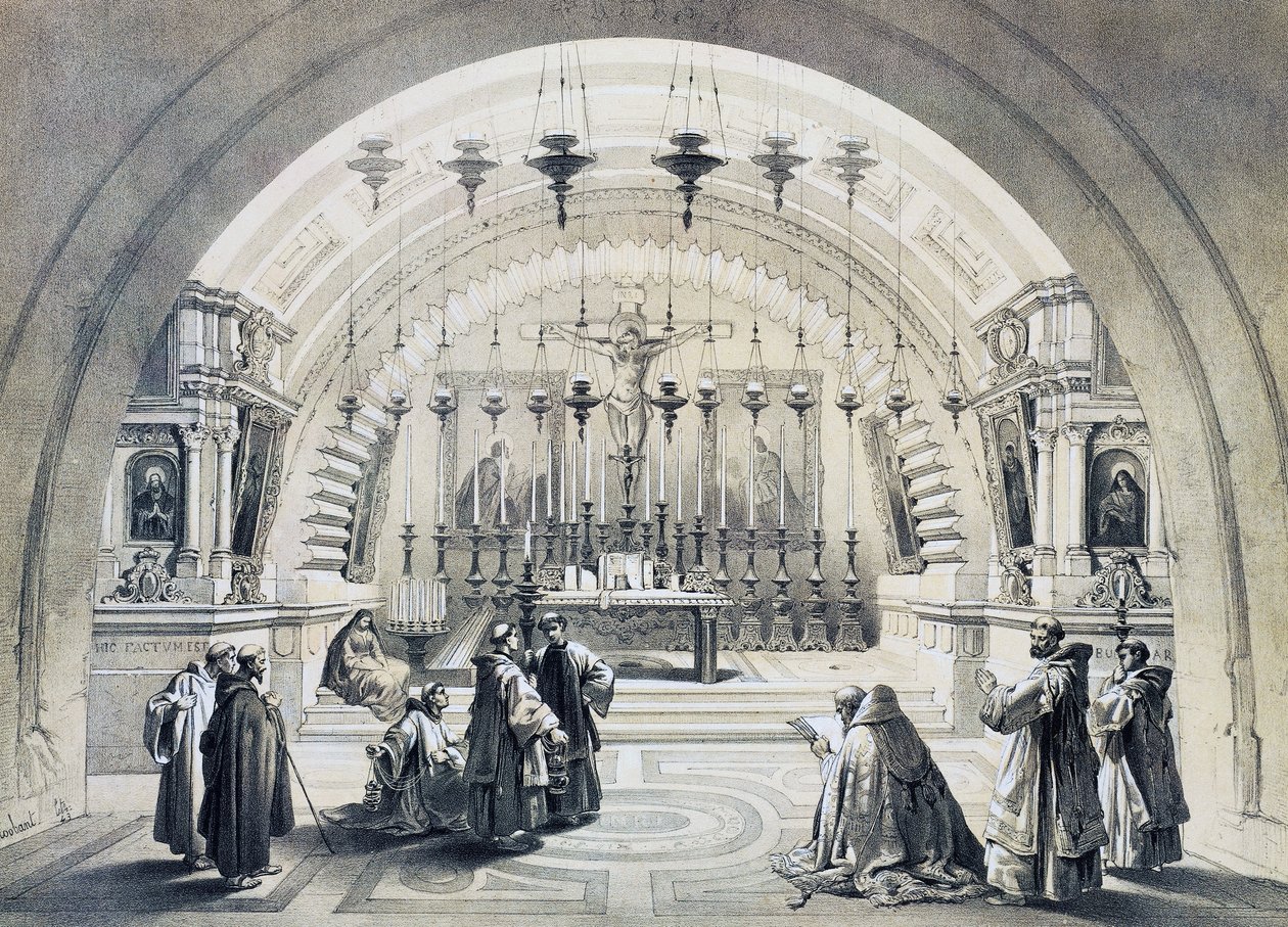 Interiør av Den hellige gravs kirke, Jerusalem av David Roberts