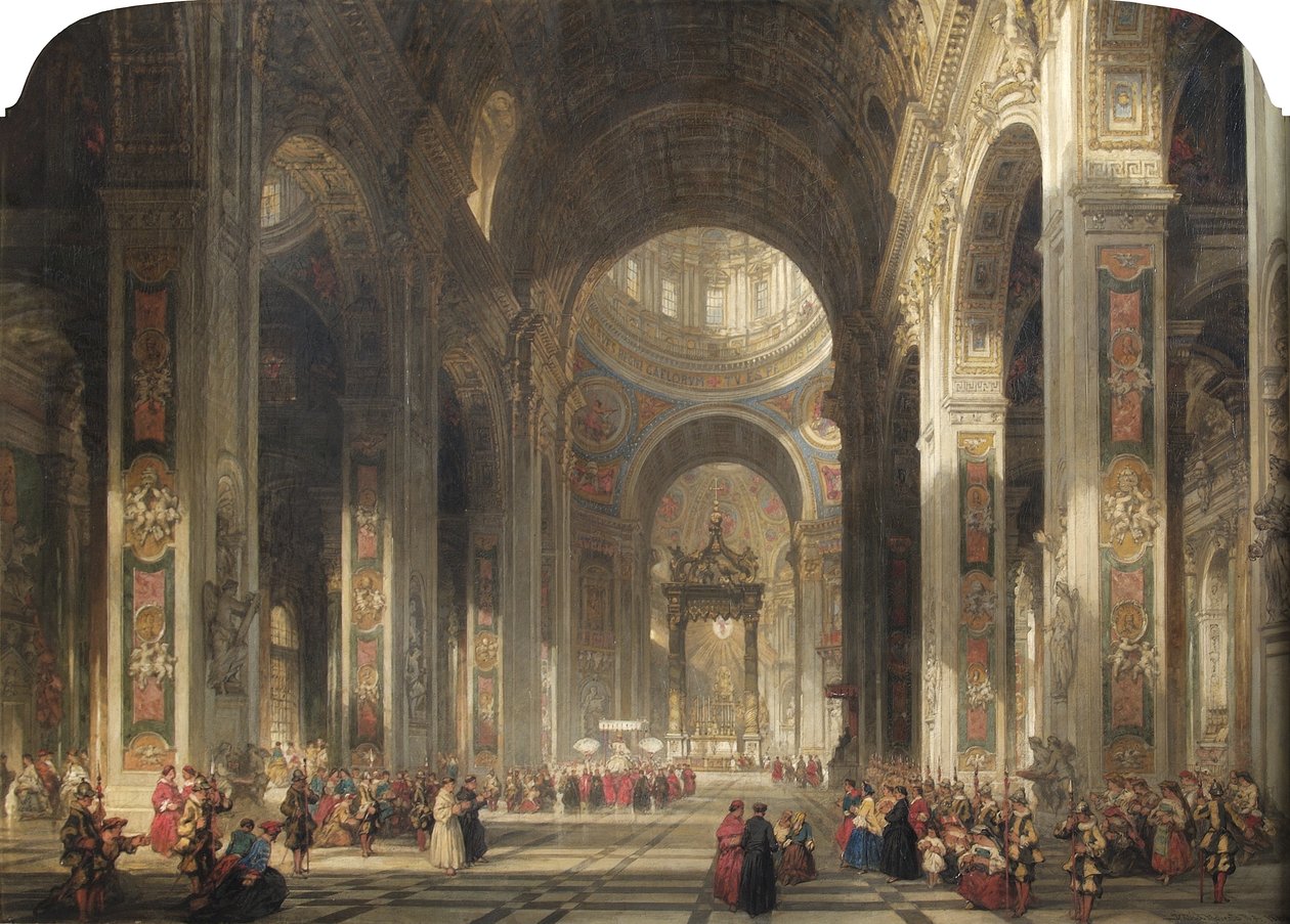 Interiør av St Peters, Roma, 1862 av David Roberts