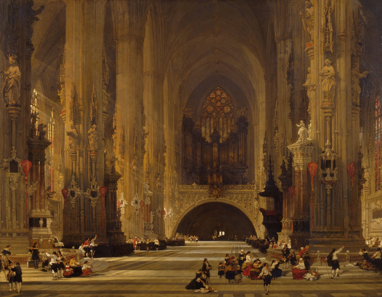 Interiør i katedralen St Stephen, Wien, 1853 av David Roberts